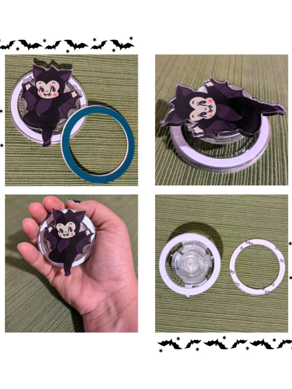 NWT 2.5" Kewpie Bat Goth Magnetic Phone Grip Stand MagSafe Compatible Kawaii